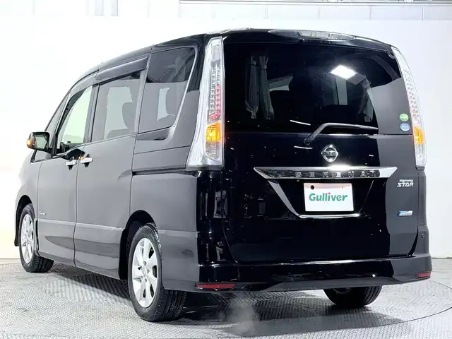 日産 セレナ ハイウェイS G Sハイブリッド 大阪府 2012(平24)年 4.9万km スーパーブラック 純正ナビTV バックカメラ フリップダウンモニター 両側パワースライドドア クルーズコントロール スマートキー プッシュスタート アイドリングストップ オートライト クリアランスソナー ETC