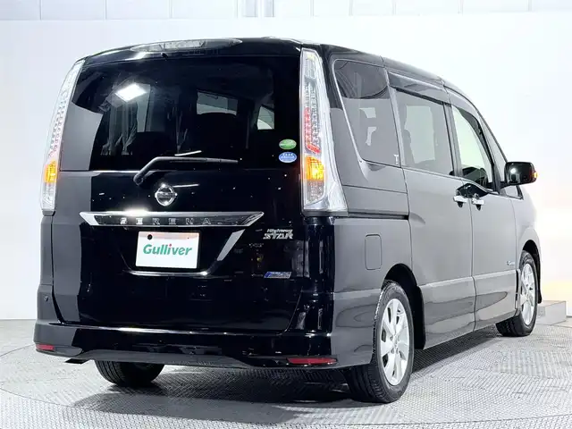 日産 セレナ ハイウェイS G Sハイブリッド 大阪府 2012(平24)年 4.9万km スーパーブラック 純正ナビTV バックカメラ フリップダウンモニター 両側パワースライドドア クルーズコントロール スマートキー プッシュスタート アイドリングストップ オートライト クリアランスソナー ETC