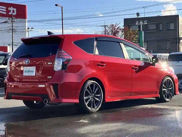 トヨタ プリウス α S ツーリングセレクション G’s 静岡県 2016(平28)年 2.2万km スーパーレッドⅤ 登録時21336km/車検R9年11月/ALPINE製9インチナビ/（CD/DVD/BT/フルセグ）/ALPINE製9インチ後席フリップダウンモニター/バックカメラ/BLITZ車高調 DAMPER_ZZ-R/FUJITSUBOマフラー/G’sフロアマット/G’sハーフレザーシート/G’sアルミホイール/横滑り防止装置/LEDオートヘッドライト/W+サイドエアバッグ/カーテンエアバッグ/GRsportドアハンドルプロテクター/carrozzeriaサブウ－ファ－(TS-WX70DA)/レーダー探知機（A110）/エンジンスタートボタン/アイドリングストップ/オートエアコン/ETC/ドライブレコーダー