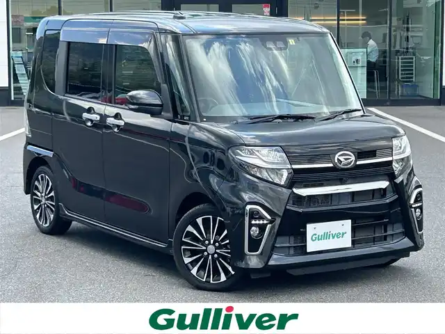 ダイハツ タント カスタム RS 愛媛県 2019(令1)年 4.6万km ブラックマイカメタリック 純正7インチワイドエントリーメモリーナビ（NMZK-W70D）/（AM/FM/CD/DVD/BT/TV/SD/USB）/スマートアシストII/・衝突軽減/・車線逸脱警報/バックカメラ/両側パワースライドドア/ターボ/ハーフレザーシート/コーナーセンサー/ドアバイザー/純正15インチアルミ/スマートキー/プッシュスタート/ETC/禁煙車