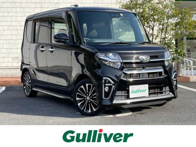 ダイハツ タント カスタム RS 愛媛県 2019(令1)年 4.6万km ブラックマイカメタリック 純正7インチワイドエントリーメモリーナビ（NMZK-W70D）/（AM/FM/CD/DVD/BT/TV/SD/USB）/スマートアシストII/・衝突軽減/・車線逸脱警報/バックカメラ/両側パワースライドドア/ターボ/ハーフレザーシート/コーナーセンサー/ドアバイザー/純正15インチアルミ/スマートキー/プッシュスタート/ETC/禁煙車