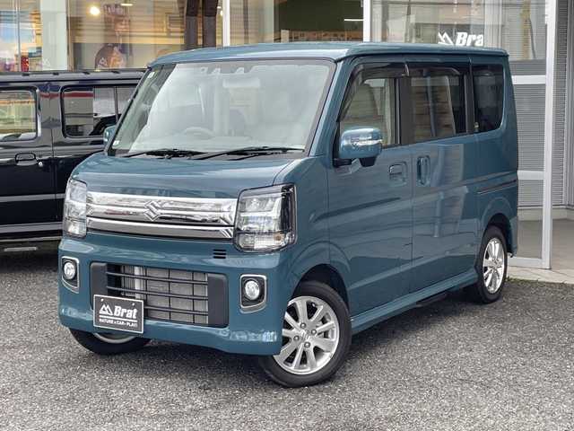 スズキ エブリィ ワゴン PZターボ スペシャル 福島県 2024(令6)年 0.9万km デニムブルーメタリック 4WD/バックカメラ/衝突被害軽減ブレーキ/横滑り防止装置/ＳＤナビ（ＣＤ・ＤＶＤ・ＢＴ・ＴＶ）/純正アルミホイール/純正フロアマット/アイドリングストップ/コーナーセンサー