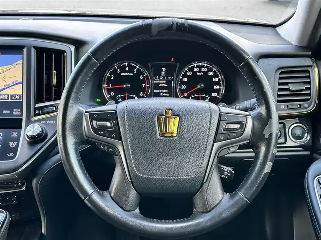 トヨタ クラウン アスリート S-T 愛知県 2016(平28)年 4.3万km プレシャスシルバー 登録時走行距離　43020km/ワンオーナー/取扱説明書/保証書/純正ナビ/(Bluetooth/AM/FM/USB/CD/DVD)/バックカメラ/レーダークルーズコントロール/エアロ（AIMGAIN）/パドルシフト/パワーシート（DN席）/横滑り防止装置/コーナーセンサー/盗難防止装置/衝突軽減システム/スマートキー/スペアキー/純正フロアマット/ビルドインETC/純正アルミ１８インチ