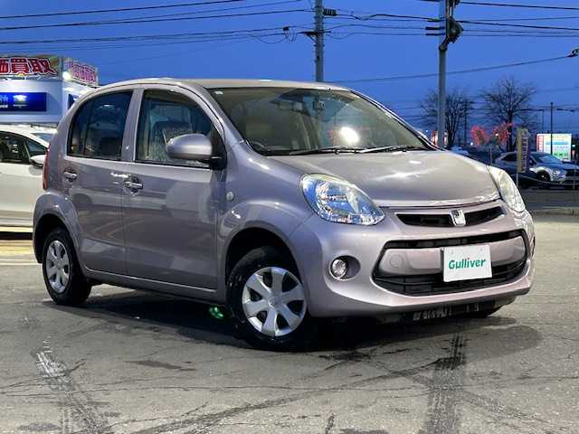 トヨタ パッソ X Lパッケージ 道東・釧路十勝 2015(平27)年 4.2万km グレイッシュパープルメタリックオパール 4WD/ワンオーナー/寒冷地仕様/社外CDオーディオ/横滑り防止装置/ヘッドライトレベライザー/電動格納ミラー/純正フロアマット/ドライブレコーダー/運転席シートリフター/スマートキー/スペアキー/ディーラー記録簿 H27-30/R2/4-7/取扱説明書/保証書/冬タイヤ積み込み/　　（155/65r14、5mm、2021年製）