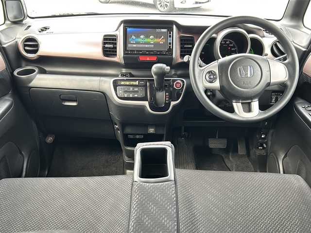 ホンダ Ｎ ＢＯＸ 2トーン G Lパッケージ 山口県 2014(平26)年 10.4万km チェリーシェルピンクメタリック ワンオーナー/純正ナビ/DVD/CD/SD/BT/ワンセグTV/バックカメラ/両側パワースライドドア/純正14インチアルミホイール/ステアリングスイッチ/ヘッドライトレベライザー/横滑り防止/スマートキー×２/純正フロアマット/純正ドアバイザー/ETC/電動格納ウインカードアミラー