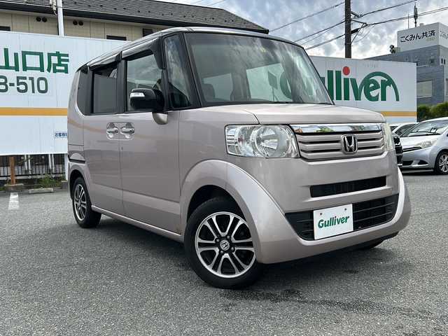 ホンダ Ｎ ＢＯＸ 2トーン G Lパッケージ 山口県 2014(平26)年 10.4万km チェリーシェルピンクメタリック ワンオーナー/純正ナビ/DVD/CD/SD/BT/ワンセグTV/バックカメラ/両側パワースライドドア/純正14インチアルミホイール/ステアリングスイッチ/ヘッドライトレベライザー/横滑り防止/スマートキー×２/純正フロアマット/純正ドアバイザー/ETC/電動格納ウインカードアミラー