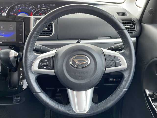 ダイハツ タント カスタム RS トップED SA Ⅲ 福岡県 2018(平30)年 7.2万km ブラックマイカメタリック 社外7インチナビ/　（Bカメラ、TV、DVD、CD、Bluetooth、AM、FM）/両側パワースライドドア/ドライブレコーダー前/ETC/衝突軽減ブレーキ/横滑り防止装置/アイドリングストップ/フォグランプ/ステアリングボタン/ハーフレザーシート/純正ホイール/純正マット/LEDヘッドライト/ドアバイザー/ウィンカーミラー/パワーウィンドウ/スマートキー/プッシュスタート/スペアキー