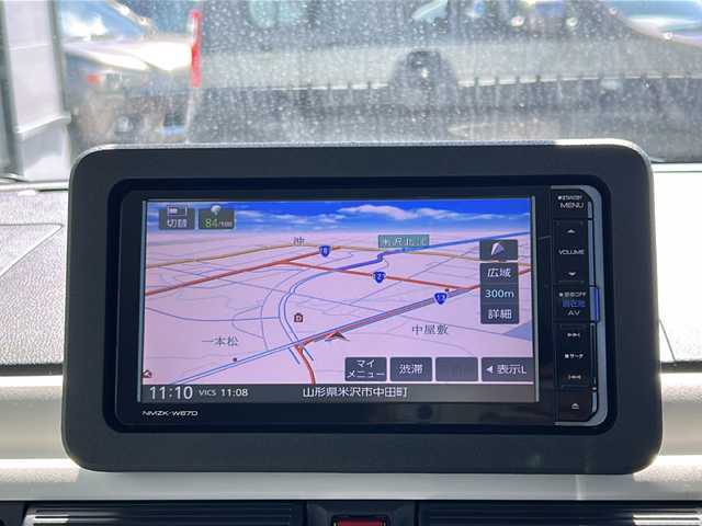 ダイハツ ムーヴ キャンバス ストライプス G 山形県 2025(令7)年 0.2万km シャイニングホワイトパール/ファインミントメタリック 登録時走行距離1/546km/純正ナビ/（AM/FM/フルセグ/BT）/バックカメラ/スマートアシスト/ステアリングスイッチ/オートLEDライト/アイドリングストップ/ホットドリンクホルダー/電動パーキング/ブレーキホールド/両側パワスラ/スマートキー×２/プッシュスタート/衝突被害軽減システム/ドアバイザー/電動格納ミラー/純正ホイールキャップ