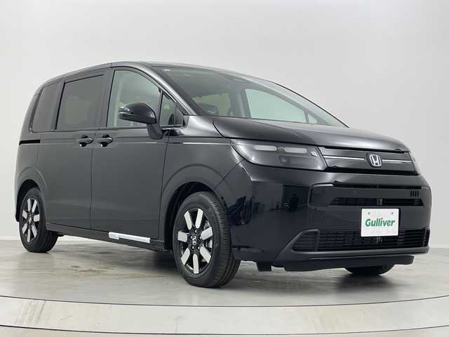 ホンダ フリード ハイブリット e:HEV AIR EX 福島県 2025(令7)年 0.1千km クリスタルブラックパール /登録済未使用車//純正９インチナビ　//両側パワースライドドア　//衝突被害軽減ブレーキ　//アダプティブクルーズコントロール　//シートヒーター(D/N)//コーナーセンサー(前後)//バックカメラ　//ＵＳＢ入力端子　//ＬＥＤヘッドライト//ステアリングリモコン//取扱説明書//保証書