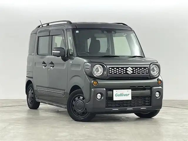 スズキ スペーシア ギア HYBRID XZターボ 福島県 2021(令3)年 6万km クールカーキパールメタリック/ガンメタリック2トーン ワンオーナー/ルーフレール/スズキセーフティサポート/・デュアルカメラブレーキサポート/・誤発進抑制機能（前方・後方）/・後退時ブレーキサポート/・車線逸脱警報機能/・車線逸脱抑制機能/・ふらつき警報機能/・標識認識機能/・フロントガラス投影式ヘッドアップディスプレイ/・先行車発進お知らせ機能/・ハイビームアシスト/・アダプティブクルーズコントロール（全車速追従機能付き）/純正ナビ/・型番：CN-R2765W/・フルセグ/CD/DVD/SD/BT/FM/AM/・ETC/・全方位カメラ/両側パワースライドドア/革巻きステアリング/・ステアリングスイッチ/・パドルシフト/前席シートヒーター/LEDヘッドライト/・フォグランプ/・オートライト/プッシュスタート/・スマートキー/・アイドリングストップ/純正マット/ドアバイザー