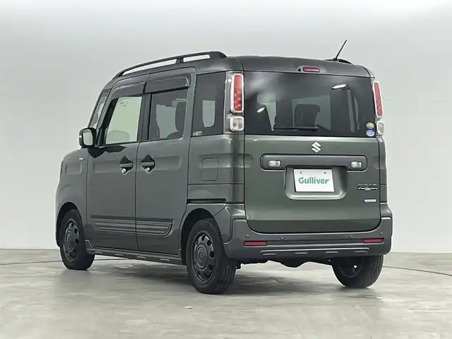 スズキ スペーシア ギア HYBRID XZターボ 福島県 2021(令3)年 6万km クールカーキパールメタリック/ガンメタリック2トーン ワンオーナー/ルーフレール/スズキセーフティサポート/・デュアルカメラブレーキサポート/・誤発進抑制機能（前方・後方）/・後退時ブレーキサポート/・車線逸脱警報機能/・車線逸脱抑制機能/・ふらつき警報機能/・標識認識機能/・フロントガラス投影式ヘッドアップディスプレイ/・先行車発進お知らせ機能/・ハイビームアシスト/・アダプティブクルーズコントロール（全車速追従機能付き）/純正ナビ/・型番：CN-R2765W/・フルセグ/CD/DVD/SD/BT/FM/AM/・ETC/・全方位カメラ/両側パワースライドドア/革巻きステアリング/・ステアリングスイッチ/・パドルシフト/前席シートヒーター/LEDヘッドライト/・フォグランプ/・オートライト/プッシュスタート/・スマートキー/・アイドリングストップ/純正マット/ドアバイザー