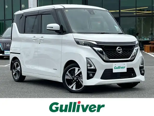 日産 ルークス HWS Gターボ プロパイロットED 奈良県 2020(令2)年 0.7万km ホワイトパール ターボ/純正ナビ(フルセグTV/CD/DVD/AM・FM/BT/AUX)地図SD欠品のためナビ動作未確認/アラウンドビューモニター/ETC/前方ドラレコ/両側パワースライドドア/プロパイロット/クルーズコントロール/エマージェンシーブレーキ/リアサーキュレーター/リアサンシェード/アイドリングストップ/ハーフレザー/LEDヘッドライト/純正15インチアルミホイール/純正フロアマット/スペアキー/保証書/取扱説明書