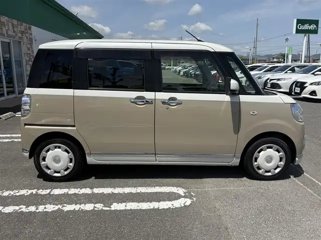 ダイハツ ムーヴ キャンバス X LTD メイクアッフ SA Ⅱ 徳島県 2017(平29)年 9.4万km パールホワイトⅢ/ナチュラルベージュマイカメタリック 2トーン ツートンカラー/7インチナビ NSZT-W66T/(Bluetooth/フルセグ/AM/FM/SD/DISC)/両側パワースライド/バックカメラ/ETC/ドライブレコーダー/LEDヘッドライト/オートライト/フォグランプ/シートヒーター/横滑り防止装置/レーンキープアシスト/衝突被害軽減システム/ダブル+サイドエアバッグ/ステアリングスイッチ/アイドリングストップ/プッシュスタート/スマートキー/スペアキー/フロントワイパーデアイサー/純正ホイルキャップ/純正ドアバイザー/純正フロアマット/取扱説明書/保証書