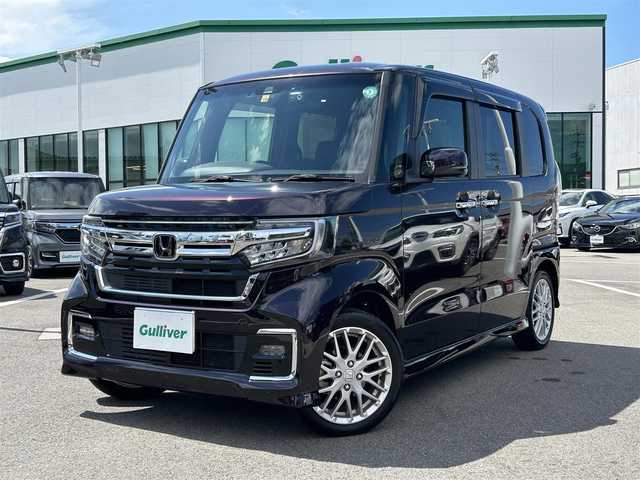 ホンダ Ｎ ＢＯＸ カスタム L ターボ 愛媛県 2022(令4)年 1.6万km プレミアムベルベットパープル・パール 禁煙車/登録時走行距離：15276km/ETC/追従型クルーズコントロール/ディーラーOP純正ナビ/BT/AM・FM/CD/DVD/ふるせぐ/前後ドライブレコーダー/コーナーセンサー/両側パワースライドドア/フォグランプ/純正アルミホイール/純正フロアマット/バックカメラ/LEDヘッドライト/シートヒーター