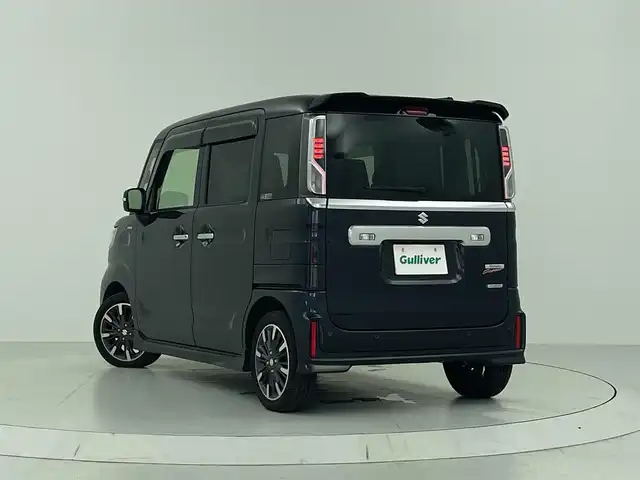 スズキ スペーシア カスタム HYBRID XS 大阪府 2023(令5)年 1.6万km ブルーイッシュブラックパール3 社外メモリナビ/　CD/DVD/BT/TV/LEDヘッドライト/ハーフレザーシート/シートヒーター/純正15インチアルミホイール/ヘッドアップディスプレイ/スマートキー/プッシュボタン/ETC/アイドリングストップ/ウィンカーミラー