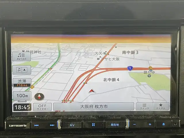 スズキ スペーシア カスタム HYBRID XS 大阪府 2023(令5)年 1.6万km ブルーイッシュブラックパール3 社外メモリナビ/　CD/DVD/BT/TV/LEDヘッドライト/ハーフレザーシート/シートヒーター/純正15インチアルミホイール/ヘッドアップディスプレイ/スマートキー/プッシュボタン/ETC/アイドリングストップ/ウィンカーミラー