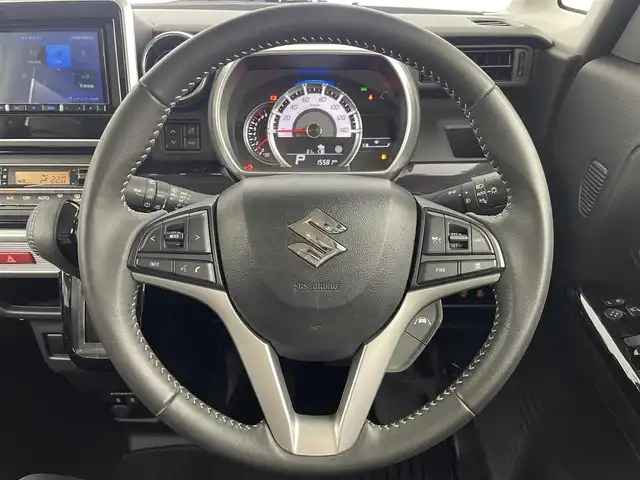 スズキ スペーシア カスタム HYBRID XS 大阪府 2023(令5)年 1.6万km ブルーイッシュブラックパール3 社外メモリナビ/　CD/DVD/BT/TV/LEDヘッドライト/ハーフレザーシート/シートヒーター/純正15インチアルミホイール/ヘッドアップディスプレイ/スマートキー/プッシュボタン/ETC/アイドリングストップ/ウィンカーミラー