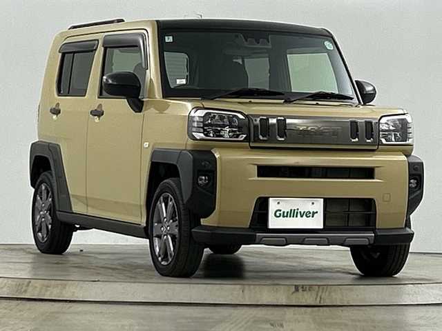 ダイハツ タフト G ダーククロムベンチャー 愛知県 2024(令6)年 1.4万km サンドベージュメタリック 禁煙車/ワンオーナー/純正7インチナビ/（CD/DVD/Bluetooth/ワンセグTV/USB/SD)/バックカメラ/ガラスルーフ/スマートアシスト/・衝突軽減ブレーキ/・レーンキープアシスト/・オートマチックハイビーム/・パーキングセンサー/ETC/シートヒーター/アイドリングストップ/純正15インチアルミホイール/スマートキー/スペアキー1本/プッシュスタート/LEDヘッドライト/オートライト/フロントフォグランプ/純正フロアマット/電子パーキングブレーキ/オートホールド