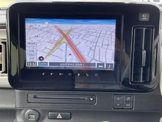 スズキ ワゴンＲ スマイル HYBRID X 宮城県 2023(令5)年 1.6万km ピュアホワイトP /4WD//純正9インチメモリナビ//CD/DVD/BT/HDMI/フルセグテレビ//AppleCarPlay/AndroidAuto//両側パワースライドドア//シートヒーターDN席//ヘッドアップディスプレイ//ビルトインETC//op純正15インチアルミホイール//純正フロアマット//デュアルカメラブレーキサポート//アラウンドビューモニター//レーントレーシングアシスト//レーダークルーズコントロール//パーキングセンサー//アイドリングストップ//スマートキーx2//社外14インチアルミスタッドレスタイヤ積込（2022年製）