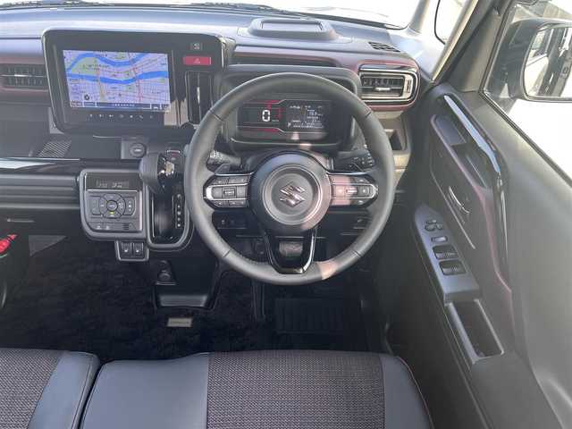 スズキ スペーシア カスタム HYBRID XS ターボ 広島県 2024(令6)年 0.7万km スチールシルバーM ワンオーナー/純正メーカーオプション9インチナビ/・スズキコネクト/・フルセグTV/・Bluetooth/・全方位&バックカメラ/スズキセーフティーサポート/・デュアルセンサーブレーキサポート2/・誤発進抑制機能（前後）/・アダプティブクルーズコントロール/・車線逸脱警報&抑制機能/・車線維持支援機能/・ふらつきお知らせ機能/・標識認識機能/・ハイビームアシスト/コーナーセンサー/両側パワースライドドア/フルLEDヘッドライト/ハーフレザー調シート/・シートヒーター（D/N席）/ドライブレコーダー/ビルトインETC