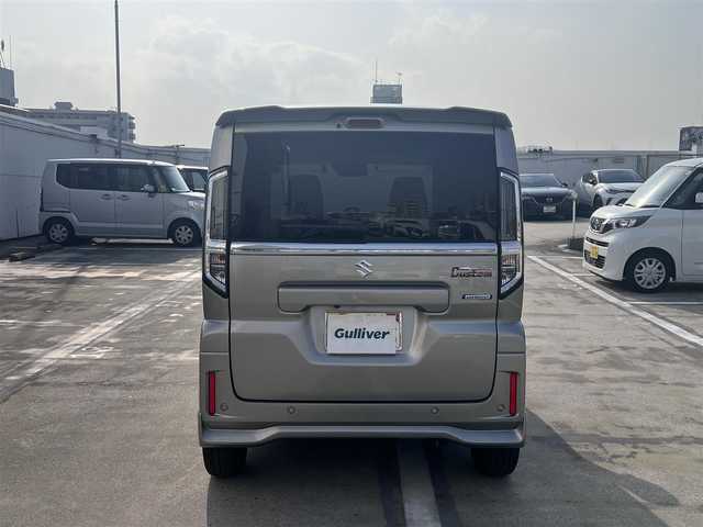 スズキ スペーシア カスタム HYBRID XS ターボ 広島県 2024(令6)年 0.7万km スチールシルバーM ワンオーナー/純正メーカーオプション9インチナビ/・スズキコネクト/・フルセグTV/・Bluetooth/・全方位&バックカメラ/スズキセーフティーサポート/・デュアルセンサーブレーキサポート2/・誤発進抑制機能（前後）/・アダプティブクルーズコントロール/・車線逸脱警報&抑制機能/・車線維持支援機能/・ふらつきお知らせ機能/・標識認識機能/・ハイビームアシスト/コーナーセンサー/両側パワースライドドア/フルLEDヘッドライト/ハーフレザー調シート/・シートヒーター（D/N席）/ドライブレコーダー/ビルトインETC