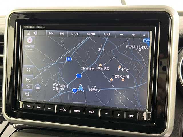 スズキ スペーシア カスタム HYBRID XS ターボ 宮城県 2023(令5)年 4.6万km ピュアホワイトP ワンオーナー/禁煙車/スズキセーフティーサポート/・デュアルカメラブレーキサポート/・車線逸脱警報/・車線逸脱抑制機能/・ハイビームアシスト/・パーキングソナー/・横滑り防止機能/オートクルーズコントロール/ヘッドアップディスプレイ/前席シートヒーター/両側パワースライドドア/純正8インチナビ/（BT.AM.FM.CD.DVD.SD.HDMI）/バックカメラ/フルセグテレビ/ビルトインETC/前後純正ドライブレコーダー/ハーフレザーシート/パドルシフト/革巻きステアリング/ステアリングスイッチ/プッシュスタート/スマートキー/スペアキー/エンジンスターター/ロールサンシェード/シートバックテーブル/純正フロアマット/純正ドアバイザー/LEDヘッドライト/LEDフォグランプ/純正15インチアルミホイール/アイドリングストップ