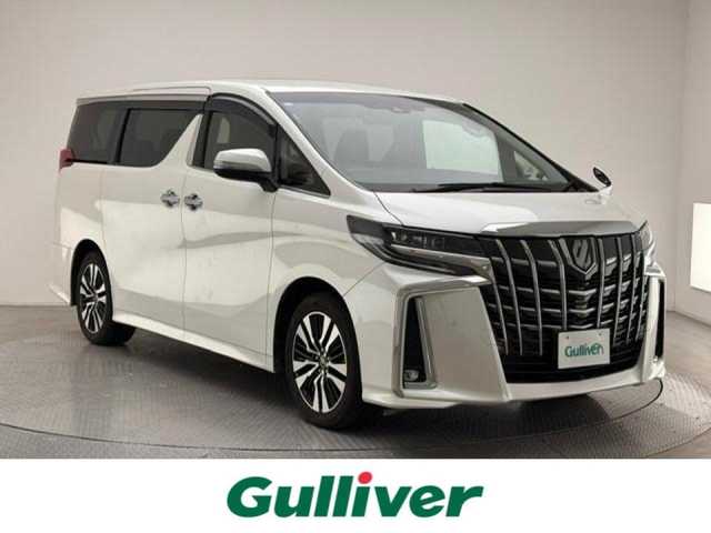 トヨタ アルファード S 兵庫県 2019(令1)年 7.3万km ホワイトパールクリスタルシャイン ・8人乗り/・SCパッケージ用18インチアルミホイール/・社外ナビ（TV/DVD/BT）/・ETC2.0/・デジタルインナーミラー（前後ドラレコ付き）/・バックカメラ/・フロントカメラ/・ステアリングスイッチ/・クルコン/・社外スピーカー/・ドアバイザー/・プッシュスタート/・電動パーキング/・純正フロアマット/・衝突軽減ブレーキ/・レーンアシスト/・１００V電源/・オートライト/・LEDヘッドライト
