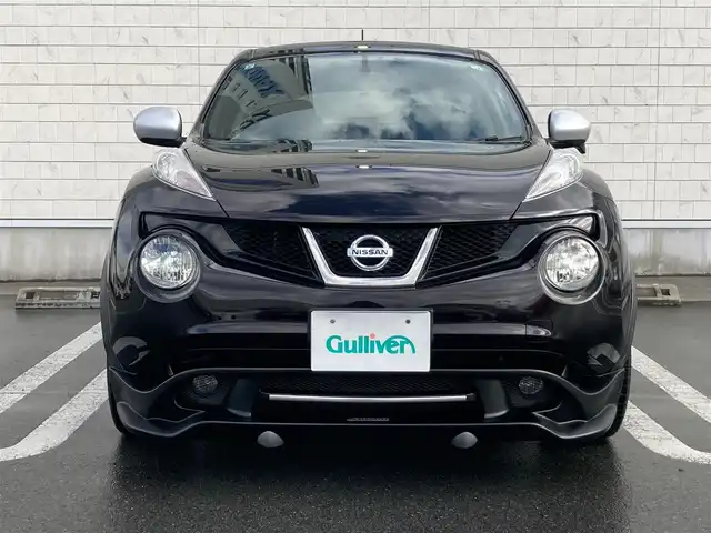 日産 ジューク 15RX パーソナライズパック 静岡県 2013(平25)年 6万km ナイトベールパープル 純正SDナビ(MC313D-W)/　AM FM CD DVD Bluetooth USB AUX/HIDオートヘッドランプ/革巻きステアリング/スマートキー2本/プッシュスタート/社外18インチアルミホイール/アイドリングストップ/純正フロアマット/レザー調シートカバー/フルセグTV/ビルトインETC/前後方ドライブレコーダー/社外エアロ(フロント/リアアンダー)