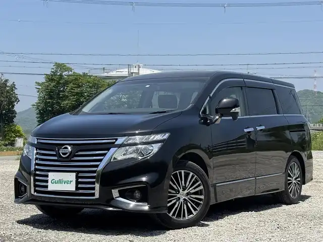 日産 エルグランド 250ハイウェイスター 兵庫県 2015(平27)年 3.1万km ファントムブラック 社外ステアリング/純正ナビ/フルセグTV/バックカメラ/Bluetooth接続可/両側パワースライドドア/クルーズコントロール/ETC/アルパイン10.2インチフリップダウンモニター