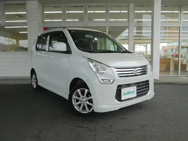 スズキ ワゴンＲ FX－LTD 千葉県 2012(平24)年 10万km パールホワイト ワンオーナー/社外ナビ、フルセグTV/社外オーディオ【DVD/CD/BT/SD/USB】/アイドリングストップ/ヘッドライトレベライザー/プッシュスタート/革巻きステアリング/純正フロアマット/純正ドアバイザー/純正14インチアルミホイール/スペアキー/取扱説明書/ナビ取扱説明書/新車時保証書/整備記録簿(H25/26/27/28/29/30/R1/3/4/5/6)