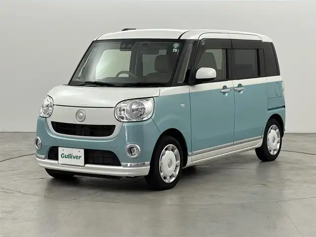 ダイハツ ムーヴ キャンバス X メイクアップ リミテッド SAⅢ 福岡県 2019(令1)年 1.2万km パールホワイトⅢ/ファインミントメタリック 2トーン 社外ナビ　/全方位カメラ　/３６０度ドライブレコーダー　/両側パワースライドドア　/衝突軽減システム　/横滑り防止　/アイドリングストップ　/オートマチックハイビーム　/レベライザー　/オートエアコン　/オートライト