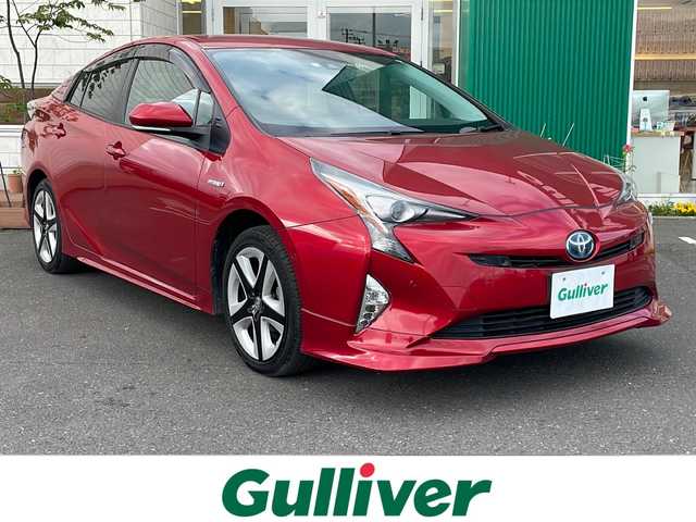 トヨタ プリウス A ツーリングセレクション 新潟県 2016(平28)年 11.2万km エモーショナルレッド 4WD/寒冷地仕様/純正SDナビ・フルセグTV/CD・DVD・Bluetooth・SD/バックカメラ/黒合皮シート/前席シートヒーター/ヘッドアップディスプレイ/ワイパーデアイサー/プリクラッシュセーフティ/レーダークルーズコントロール/レーンディパーチャーアラート/オートマチックハイビーム/ブラインドスポットモニター/クリアランスソナー/パーキングアシスト/前後ドライブレコーダー/ビルトインETC/LEDヘッドライト/LEDフォグランプ/LEDリアフォグランプ/純正17インチAW