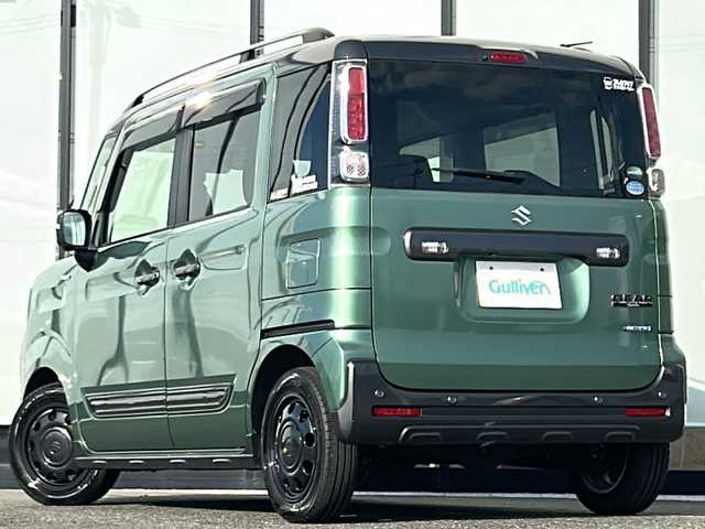 スズキ スペーシア ギア HYBRID XZターボ 山形県 2019(令1)年 4.5万km ツールグリーンパールメタリック/ガンメタリック2トーンルーフ 4WD/衝突被害軽減システム/純正ナビ/（Bluetooth/CD/DVD/フルセグ)/クルーズコントロール/レーンキープアシスト/横滑り防止装置/アラウンドビューモニター/両側パワースライドドア/純正ドライブレコーダー/前席シートヒーター/フォグランプ/LEDヘッドライト/オートライト/オートマチックハイビーム/ルーフレール/電動格納ミラー/ウィンカーミラー/ステアリングスイッチ/パドルシフト/ETC/純正アルミホイール/純正フロアマット/スマートキー/スペアキー/ドアバイザー