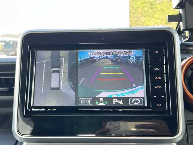 スズキ スペーシア ギア HYBRID XZターボ 山形県 2019(令1)年 4.5万km ツールグリーンパールメタリック/ガンメタリック2トーンルーフ 4WD/衝突被害軽減システム/純正ナビ/（Bluetooth/CD/DVD/フルセグ)/クルーズコントロール/レーンキープアシスト/横滑り防止装置/アラウンドビューモニター/両側パワースライドドア/純正ドライブレコーダー/前席シートヒーター/フォグランプ/LEDヘッドライト/オートライト/オートマチックハイビーム/ルーフレール/電動格納ミラー/ウィンカーミラー/ステアリングスイッチ/パドルシフト/ETC/純正アルミホイール/純正フロアマット/スマートキー/スペアキー/ドアバイザー