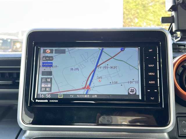スズキ スペーシア ギア HYBRID XZターボ 山形県 2019(令1)年 4.5万km ツールグリーンパールメタリック/ガンメタリック2トーンルーフ 4WD/衝突被害軽減システム/純正ナビ/（Bluetooth/CD/DVD/フルセグ)/クルーズコントロール/レーンキープアシスト/横滑り防止装置/アラウンドビューモニター/両側パワースライドドア/純正ドライブレコーダー/前席シートヒーター/フォグランプ/LEDヘッドライト/オートライト/オートマチックハイビーム/ルーフレール/電動格納ミラー/ウィンカーミラー/ステアリングスイッチ/パドルシフト/ETC/純正アルミホイール/純正フロアマット/スマートキー/スペアキー/ドアバイザー