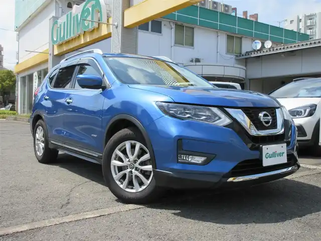 日産 エクストレイル ハイブリッド 20Xi 鹿児島県 2018(平30)年 3.6万km シャイニングブルー 全周囲カメラ・バックカメラ/ビルトインETC/前ドライブレコーダー/リアパワーゲート/カブロンシート/デジタルインナーミラー/横滑り防止機能/衝突被害軽減ブレーキ/LEDライト/フォグランプ/純正17インチAW/スマートキーX2/新車保証書/取扱説明書/ナビ取扱説明書