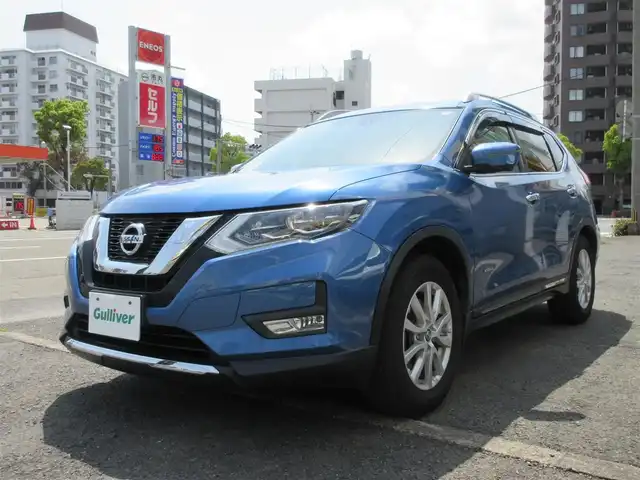 日産 エクストレイル ハイブリッド 20Xi 鹿児島県 2018(平30)年 3.6万km シャイニングブルー 全周囲カメラ・バックカメラ/ビルトインETC/前ドライブレコーダー/リアパワーゲート/カブロンシート/デジタルインナーミラー/横滑り防止機能/衝突被害軽減ブレーキ/LEDライト/フォグランプ/純正17インチAW/スマートキーX2/新車保証書/取扱説明書/ナビ取扱説明書