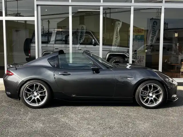 マツダ ロードスター ＲＦ S 山口県 2017(平29)年 1.6万km マシーングレープレミアムM 純正ナビ＆フルセグTV/＆CD/DVDプレーヤー/純正フロアマット/社外車高調/社外17インチアルミ/アドバンスドキー/エンジンプッシュスタート/オートライト/パドルシフト/ETC