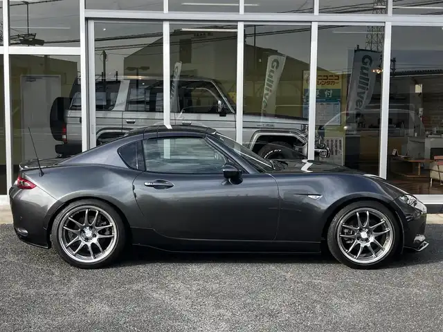 マツダ ロードスター ＲＦ S 山口県 2017(平29)年 1.6万km マシーングレープレミアムM 純正ナビ＆フルセグTV/＆CD/DVDプレーヤー/純正フロアマット/社外車高調/社外17インチアルミ/アドバンスドキー/エンジンプッシュスタート/オートライト/パドルシフト/ETC