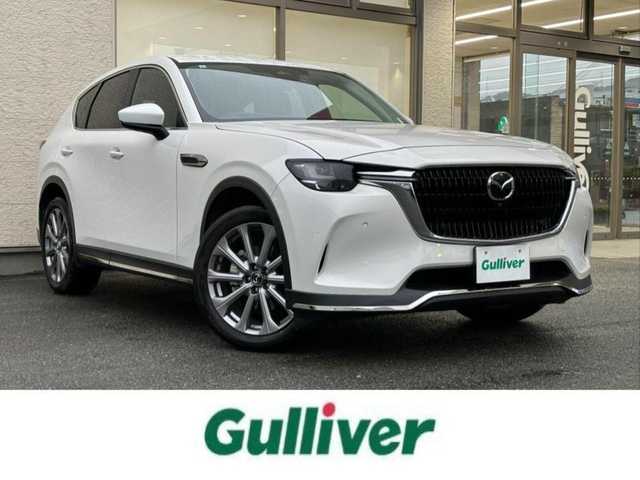 マツダ ＣＸ－６０ 25S Lパッケージ 大阪府 2023(令5)年 3.5万km ロジウムホワイトプレミアムメタリック ワンオーナー/黒革シート/前席シートヒーター/前席パワーシート/パワーバックドア/フルセグTV BT/全方位カメラ/ブラインドスポットモニタ/衝突被害軽減ブレーキ/レーダークルーズコントロール/レーンアシスト/ETC/前後ドラレコ/スマートキー 2個/20インチアルミホイール/パドルシフト/ステアリングヒーター/ステアリングリモコン/ヘッドアップディスプレイ/W サイド カーテン エアバッグ/禁煙車