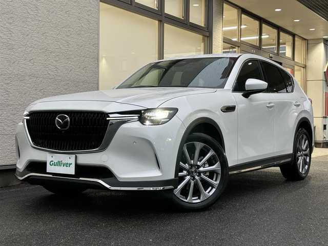 マツダ ＣＸ－６０ 25S Lパッケージ 大阪府 2023(令5)年 3.5万km ロジウムホワイトプレミアムメタリック ワンオーナー/黒革シート/前席シートヒーター/前席パワーシート/パワーバックドア/フルセグTV BT/全方位カメラ/ブラインドスポットモニタ/衝突被害軽減ブレーキ/レーダークルーズコントロール/レーンアシスト/ETC/前後ドラレコ/スマートキー 2個/20インチアルミホイール/パドルシフト/ステアリングヒーター/ステアリングリモコン/ヘッドアップディスプレイ/W サイド カーテン エアバッグ/禁煙車