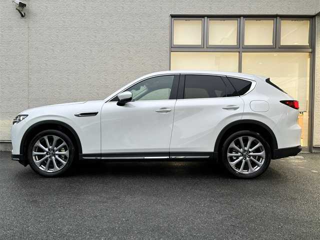 マツダ ＣＸ－６０ 25S Lパッケージ 大阪府 2023(令5)年 3.5万km ロジウムホワイトプレミアムメタリック ワンオーナー/黒革シート/前席シートヒーター/前席パワーシート/パワーバックドア/フルセグTV BT/全方位カメラ/ブラインドスポットモニタ/衝突被害軽減ブレーキ/レーダークルーズコントロール/レーンアシスト/ETC/前後ドラレコ/スマートキー 2個/20インチアルミホイール/パドルシフト/ステアリングヒーター/ステアリングリモコン/ヘッドアップディスプレイ/W サイド カーテン エアバッグ/禁煙車