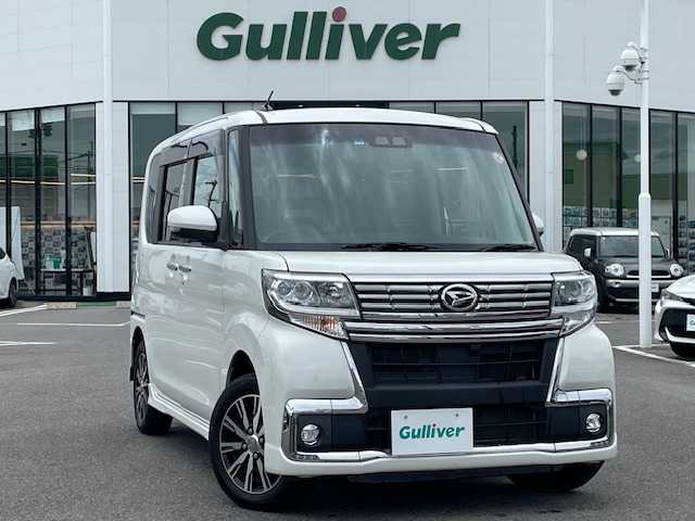 ダイハツ タント カスタム X トップED SA Ⅲ 長崎県 2018(平30)年 8.6万km パールホワイトⅢ 社外ディスプレイオーディオ/CD/DVD/BT/USB/バックカメラ/左側パワースライドドア/スマートアシストIII/D席シートヒーター/LEDオートライト/オートマチックハイビーム/純正14インチAW