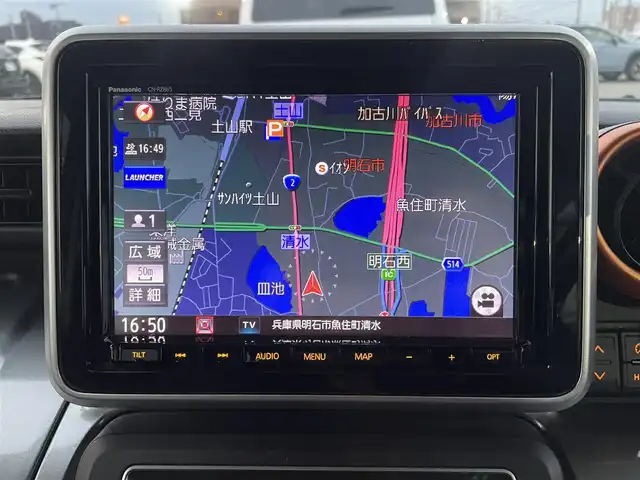 スズキ スペーシア ギア HYBRID XZターボ 兵庫県 2021(令3)年 6.3万km ピュアホワイトP ヘッドアップディスプレイ/追従クルーズコントロール/パドルシフト/パナソニックナビ（SD）/両側パワースライドドア/シートヒーター/Bluetoothオーディオ/革巻きステアリング/ステアリングスイッチ/ETC/純正フロアマット