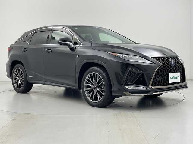 レクサス ＲＸ 450h Fスポーツ 愛知県 2020(令2)年 2.9万km グラファイトブラックガラスフレーク Lexus Safety System＋/・プリクラッシュセーフティ/・レーントレーシングアシスト/・オートマチックハイビーム/・レーダークルーズコントロール/・ロードサインアシスト/・先行車発進のお知らせ/パーキングサポートブレーキ/ブラインドスポットアシスト/純正ナビ/・フルセグTV/・Bluetooth/・CD/DVD/・サウンドライブラリ/・SD/USB/・AM/FM/・Miracast/・AUX/アラウンドビューモニター/三眼LEdヘッドライト/黒革シート/シートヒーター/シートベンチレーション/パワーシート/セカンド電動リクライニング/ヘッドアップディスプレイ/ステアリングヒーター/ETC/パワーバックドア/スマートキー/プッシュスタート/純正アルミホイール
