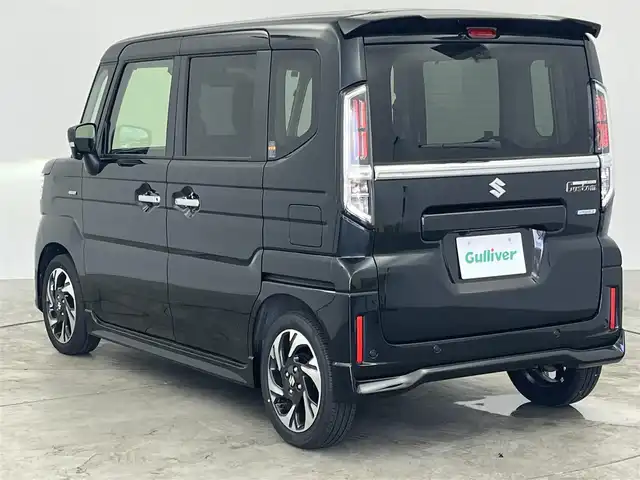 スズキ スペーシア カスタム HYBRID XS 愛知県 2024(令6)年 0.8万km ブルーイッシュブラックパール3 社外7型SDナビ/（フルセグTV/CD/DVD/SD/BT）/バックカメラ/ハーフレザーシート/前席シートヒーター/ステアリングヒーター/デジタルインナーミラー/衝突軽減システム/レーンアシスト/コーナーセンサー/ヘッドアップディスプレイ/オートマチックハイビーム/カーテンエアバッグ/両側パワースライドドア/純正15インチAW/純正LEDヘッドライト/フロアマット/カーテンエアバッグ