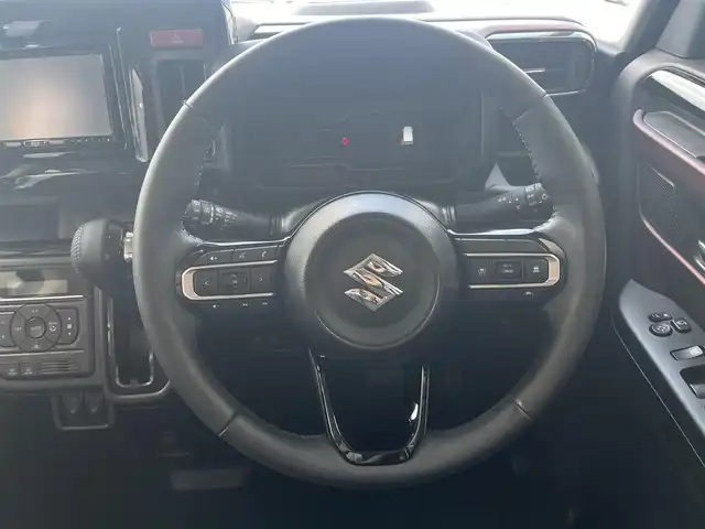 スズキ スペーシア カスタム HYBRID XS 愛知県 2024(令6)年 0.8万km ブルーイッシュブラックパール3 社外7型SDナビ/（フルセグTV/CD/DVD/SD/BT）/バックカメラ/ハーフレザーシート/前席シートヒーター/ステアリングヒーター/デジタルインナーミラー/衝突軽減システム/レーンアシスト/コーナーセンサー/ヘッドアップディスプレイ/オートマチックハイビーム/カーテンエアバッグ/両側パワースライドドア/純正15インチAW/純正LEDヘッドライト/フロアマット/カーテンエアバッグ