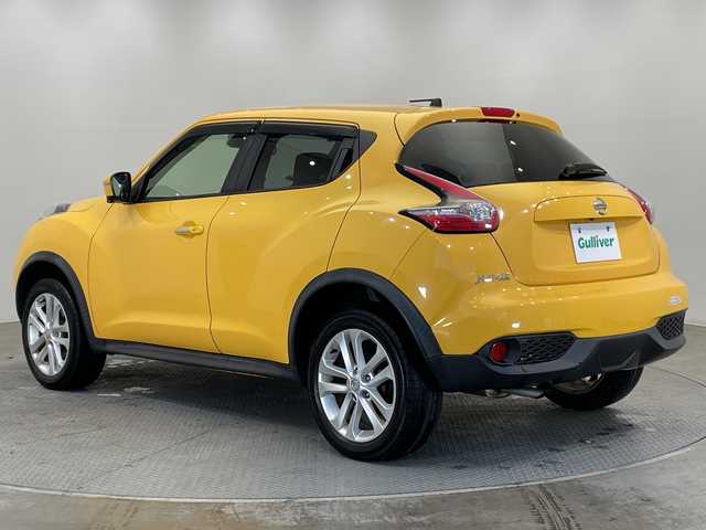 日産 ジューク 15RX Vセレクション 栃木県 2017(平29)年 3.4万km サンライトイエロー 社外ナビ(パナソニック製)/(CD/DVD/フルセグTV/Bluetooth)/全方位リアカメラ/レーンキープアシスト/衝突軽減システム/横滑り防止装置/禁煙車/純正アルミホイール/純正フロアマット/シガーライター/スマートキー/プッシュスタート/盗難防止装置システム/電動格納ミラー