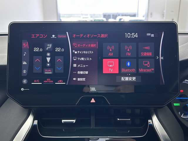 トヨタ ハリアー ハイブリッド Z 宮城県 2022(令4)年 4.9万km ブラックマイカ ワンオーナー/12.3インチ純正ナビ/フルセグTV/AM/FM/AppleCarPlay/Androidauto/ドラレコ搭載デジタルインナーミラー/バックカメラ/JBLスピーカー/スペアキー×1/レーダークルーズコントロール/衝突被害軽減システム/レーンキープアシスト/横滑り防止装置/ロードサインアシスト/リヤクロストラフィックアラート/ハーフレザー/電動リアゲート/純正19インチAW/LEDヘッドライト/オートマチックハイビーム/オートライト/ビルトインETC/カーテンエアバッグ/運転席パワーシート/純正フロアマット/保証書/取扱説明書