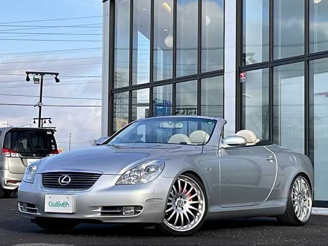 レクサス ＳＣ 430 道央・札幌 2006(平18)年 11.6万km プレミアムシルバーM 純正ナビ/【ＣＤ／ＭＤ／ＡＵＸ／ＴＶ】/マークレビンソン/バックカメラ/レザーシート/前席シートヒーター/前席パワーシート／シートメモリ/ＬＥＤ/フォグランプ/オートライト/横滑り防止装置/エアサスペンション【カズサス】/社外マフラー/ウッドコンビステアリング/クルーズコントロール/電動格納ミラー/ミラーヒーター